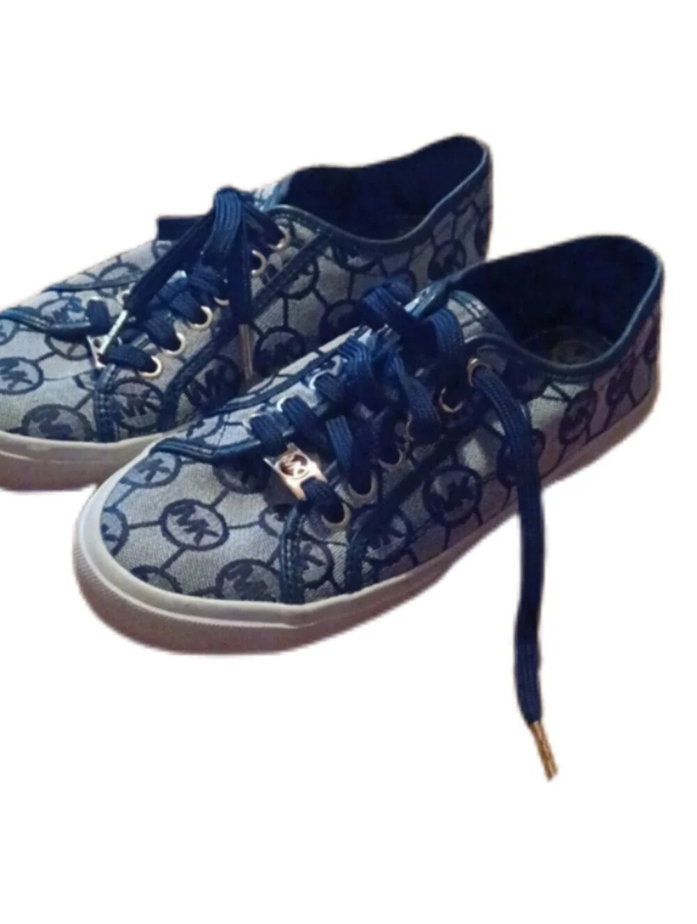 > Michael Kors Blue Monogram Lace-Up Sneakers Women's Size 6.5